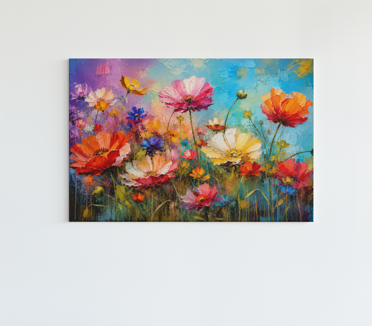 Kleurrijke Bloemenweide Canvas Schilderij