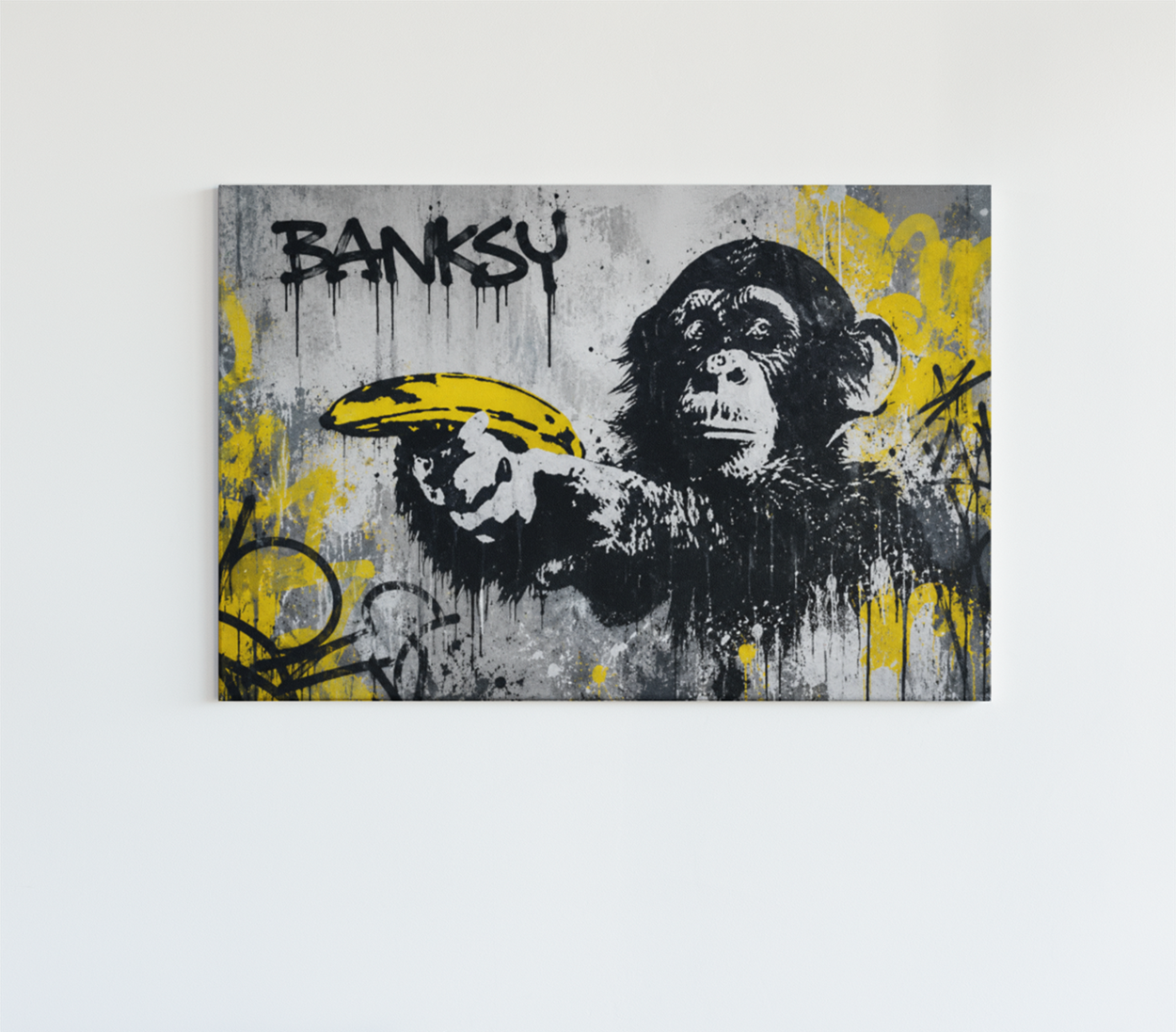 Canvas Schilderij Banksy App met Banaan