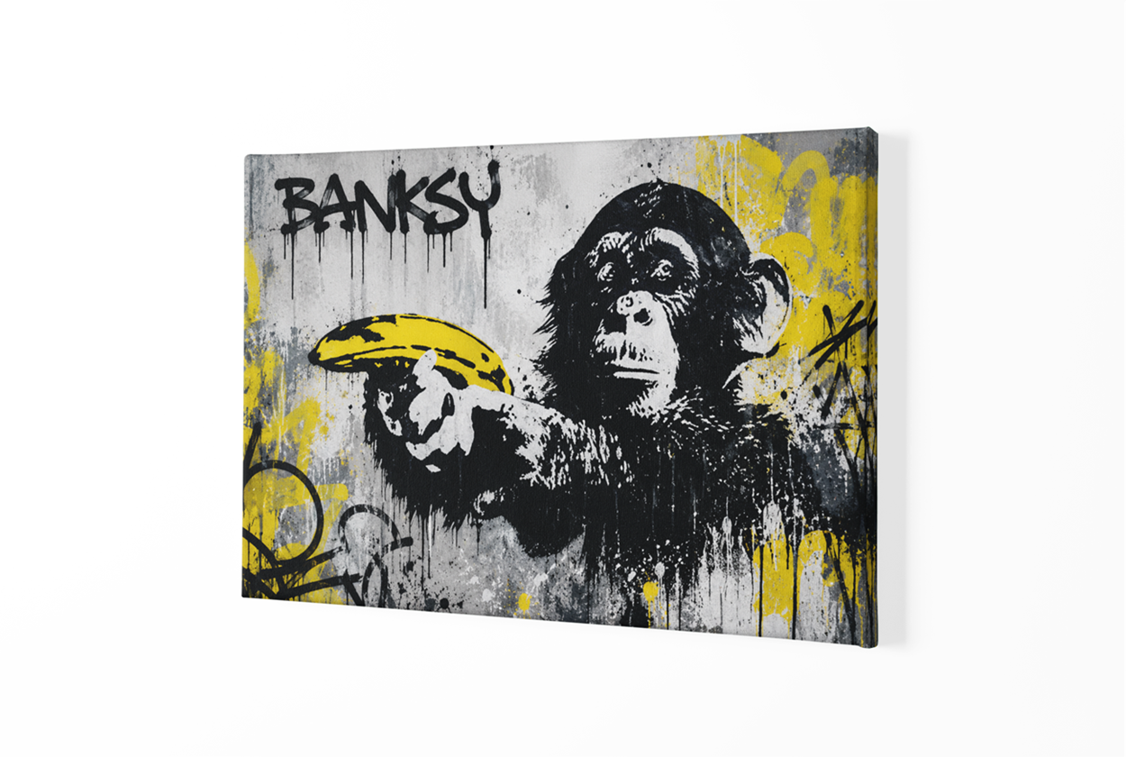 Canvas Schilderij Banksy App met Banaan - Afbeelding 2