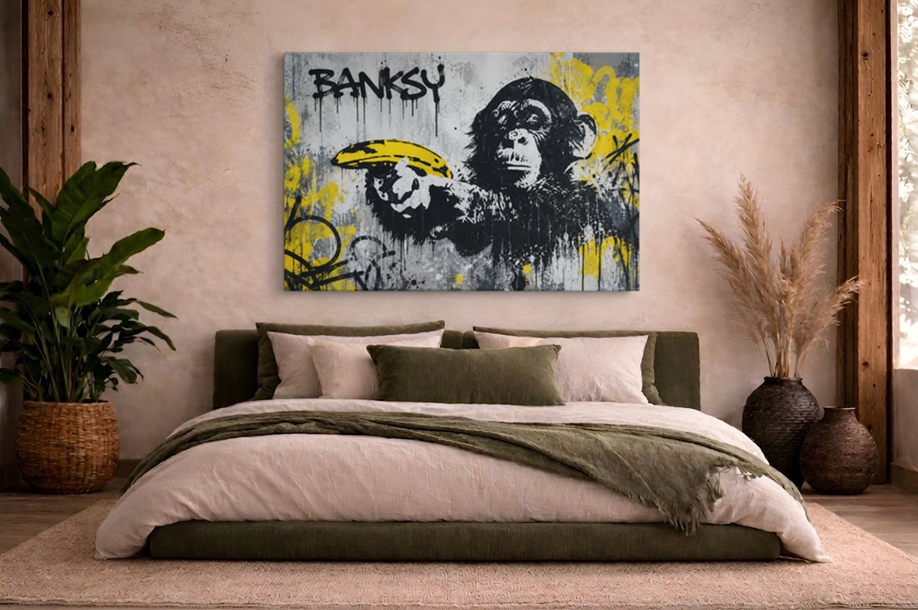 Canvas Schilderij Banksy App met Banaan - Afbeelding 4