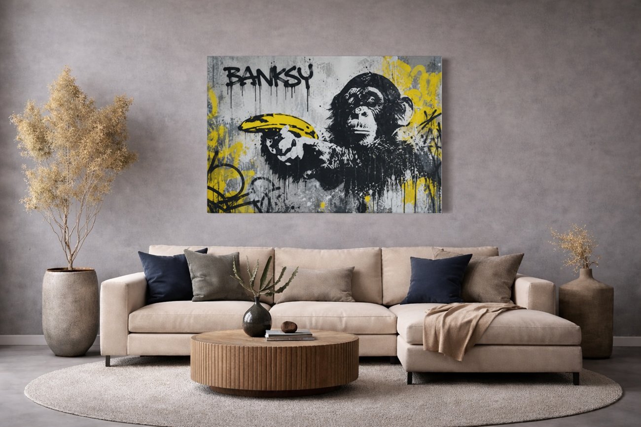 Canvas Schilderij Banksy App met Banaan - Afbeelding 5
