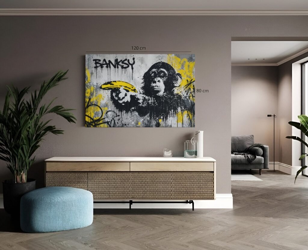 Canvas Schilderij Banksy App met Banaan