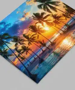 OSEFE 1072 OSEFE 1072 canvas schilderij tropisch strand zonsondergang palmbomen 100x75 cm a