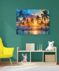 Zonsondergang Canvas Schilderij 100x75 cm