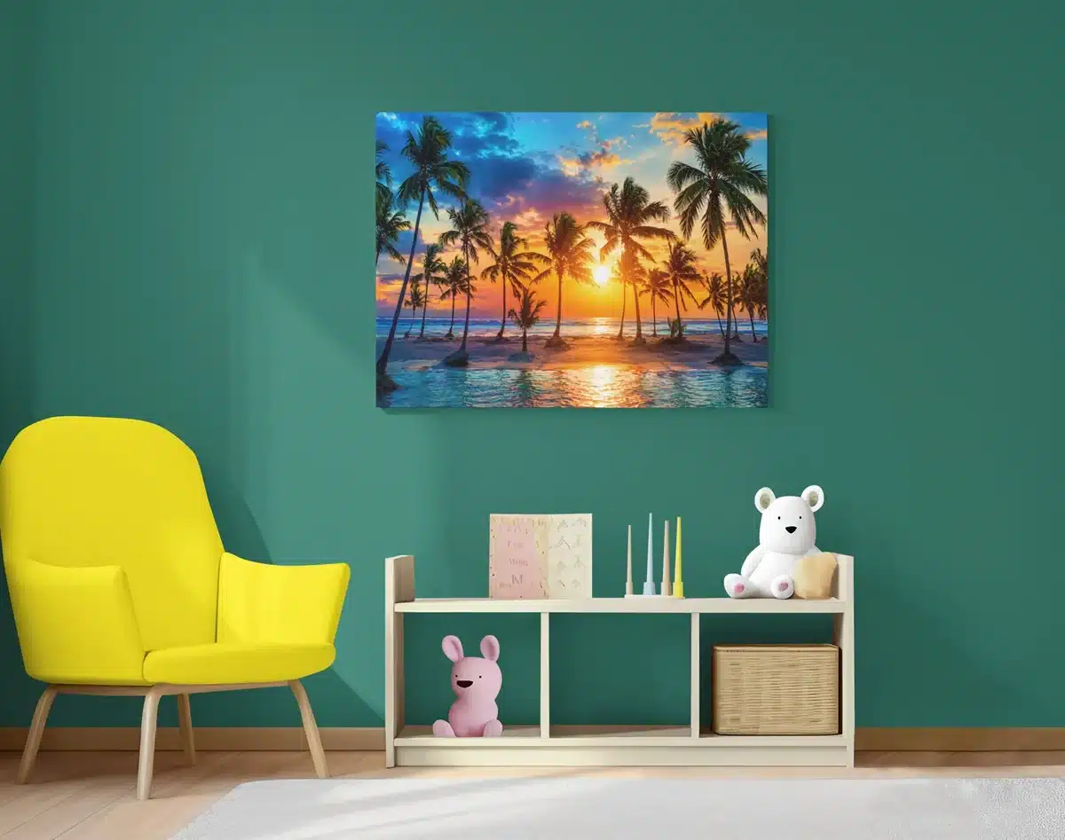 Zonsondergang Canvas Schilderij 100x75 cm