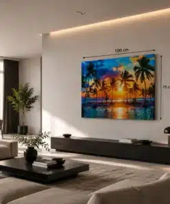 OSEFE 1072 OSEFE 1072 canvas schilderij tropisch strand zonsondergang palmbomen 100x75 cm d