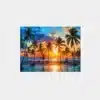 OSEFE 1072 canvas schilderij tropisch strand zonsondergang palmbomen 100x75 cm