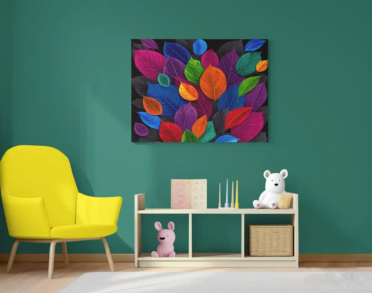 Kleurrijke Bladeren Canvas Schilderij 100x75 cm