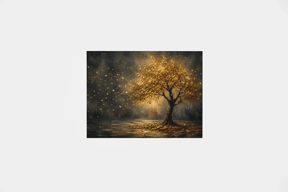 Gouden Boom Canvas Schilderij 100x75 cm