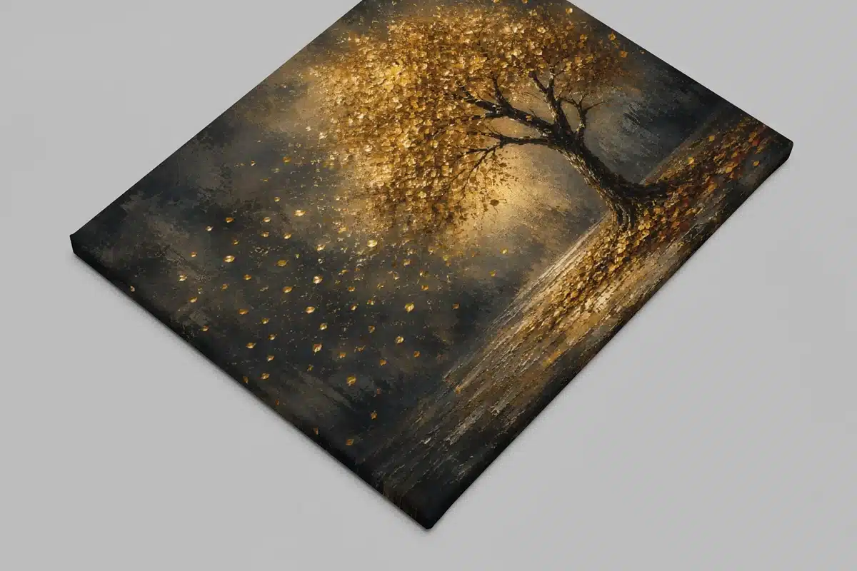 Gouden Boom Canvas Schilderij 100x75 cm - Afbeelding 2