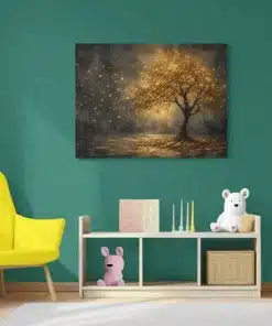 Gouden Boom Canvas Schilderij 100x75 cm