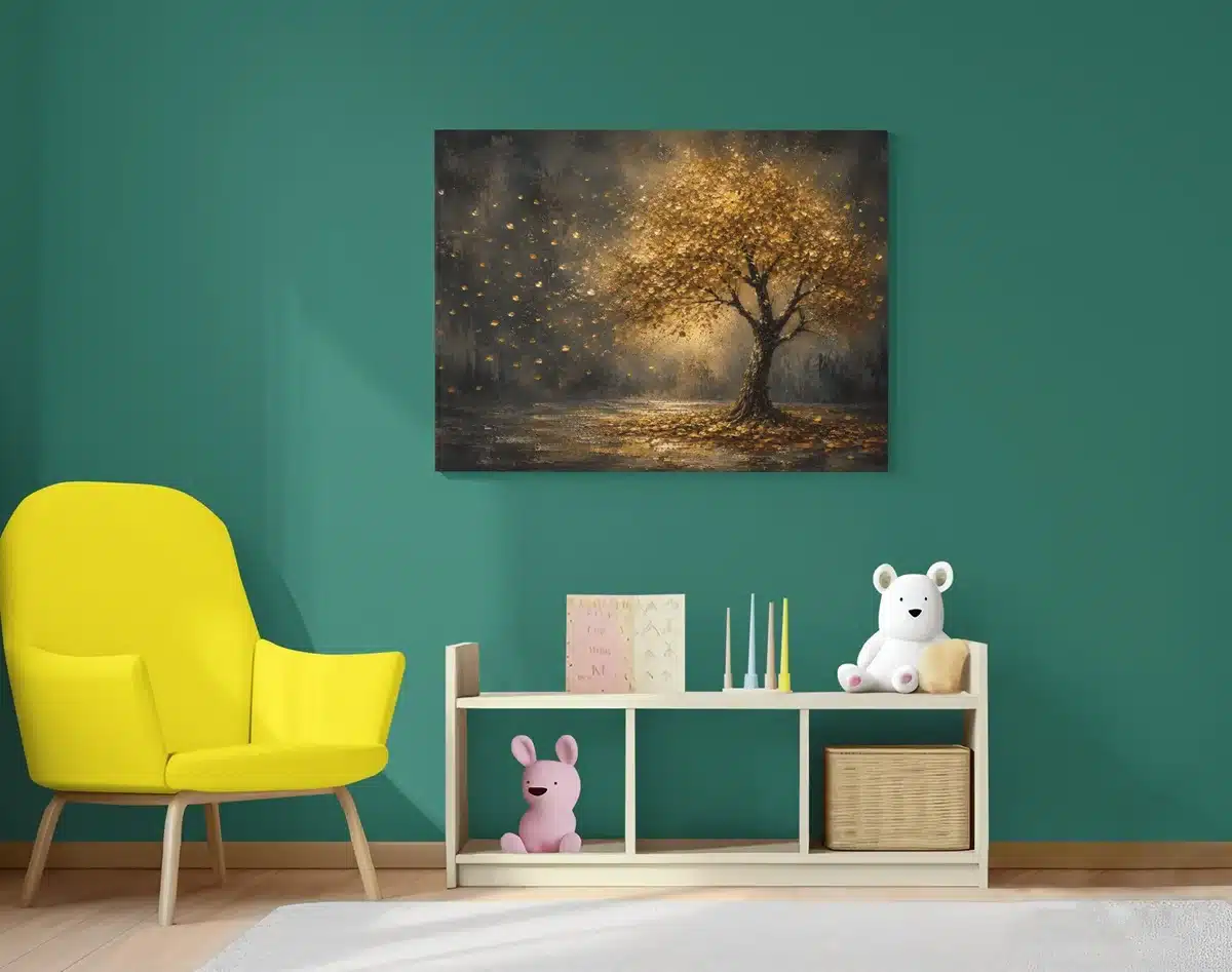 Gouden Boom Canvas Schilderij 100x75 cm