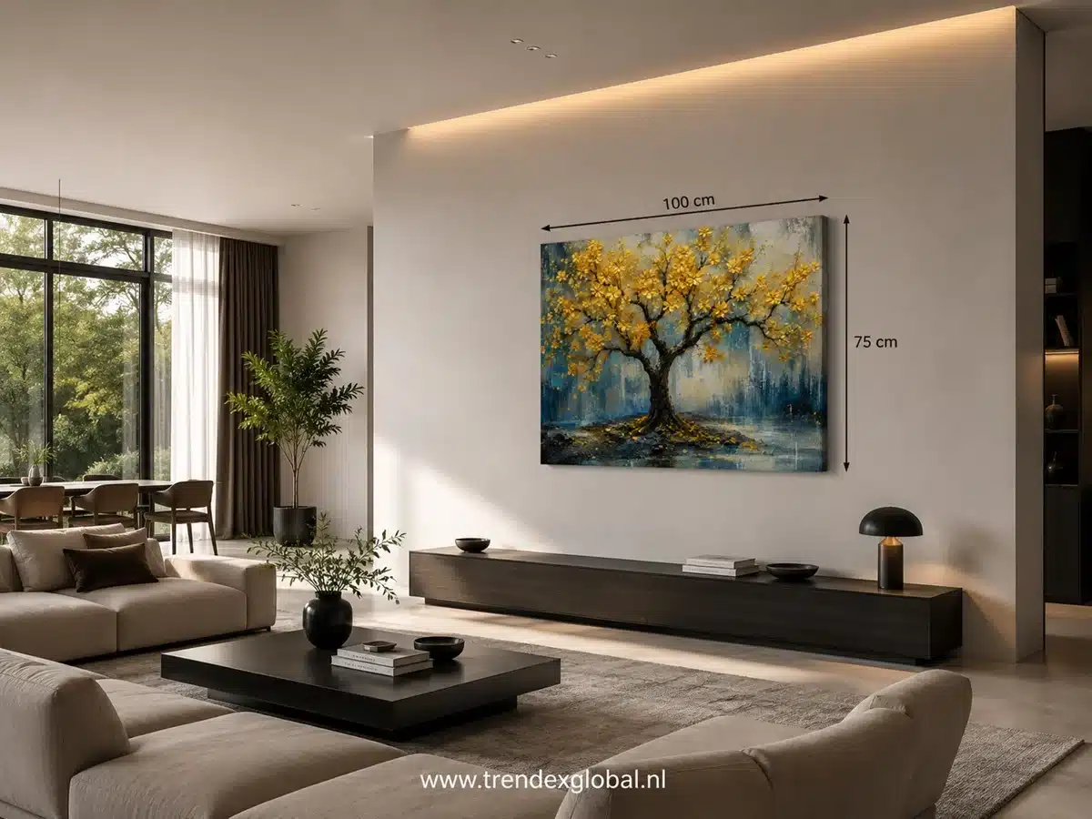 Gouden Bloesemboom Canvas Schilderij 100x75 cm - Afbeelding 4