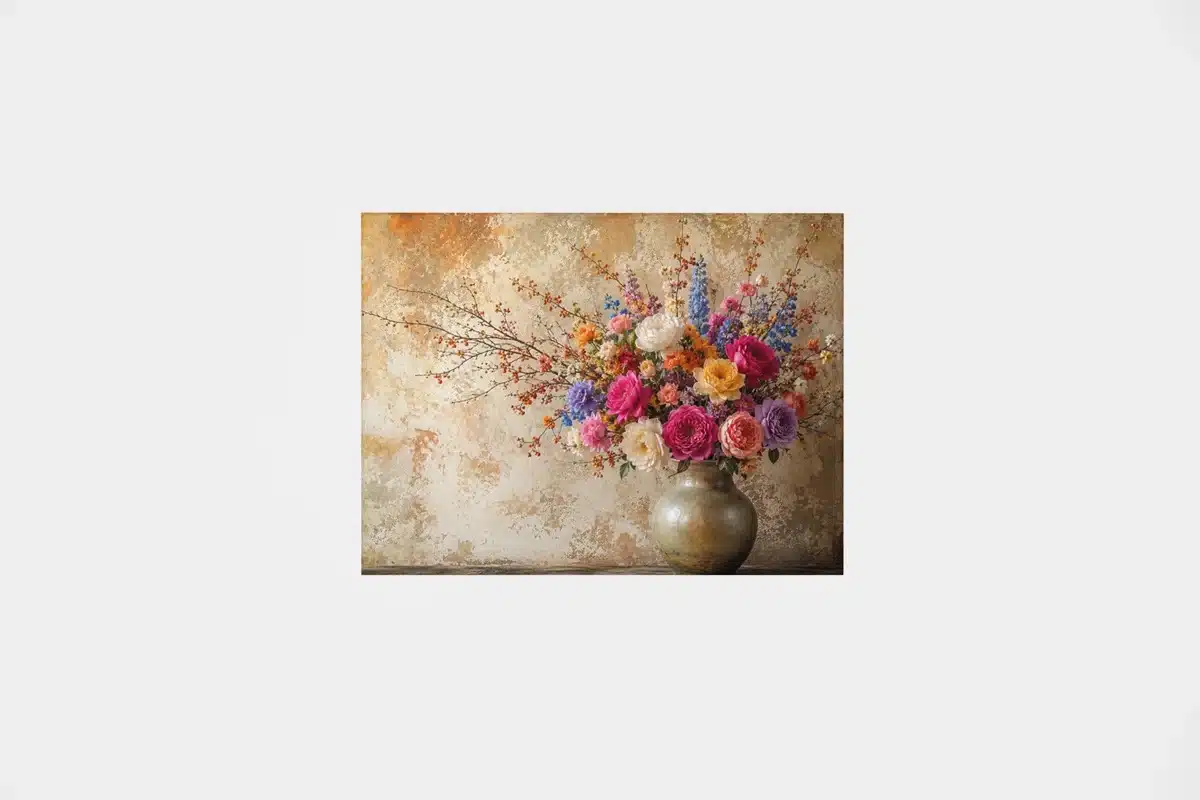 Bloemen in Vaas Canvas Schilderij 100x75 cm