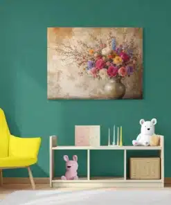Bloemen in Vaas Canvas Schilderij 100x75 cm