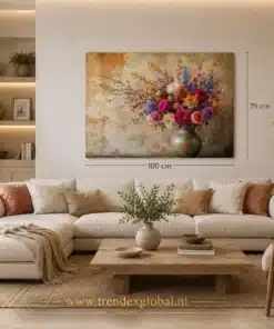 OSEFE 1077 canvas schilderij bloemen in vaas 100x75 cm c