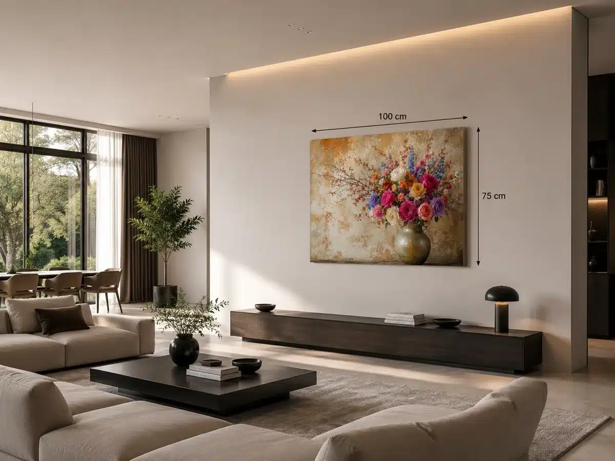 Bloemen in Vaas Canvas Schilderij 100x75 cm - Afbeelding 4