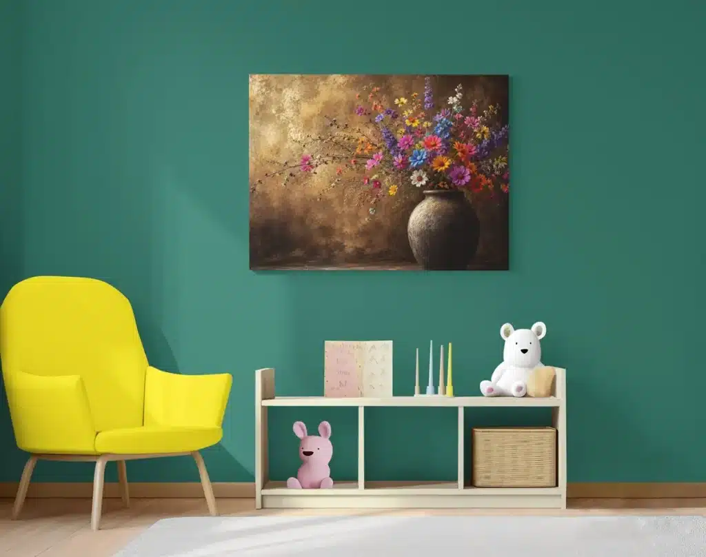 Veldbloemen in Vaas Canvas Schilderij 100x75 cm