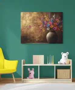 Veldbloemen in Vaas Canvas Schilderij 100x75 cm