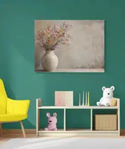 Landelijke Bloemen in Vaas Canvas Schilderij 100x75 cm