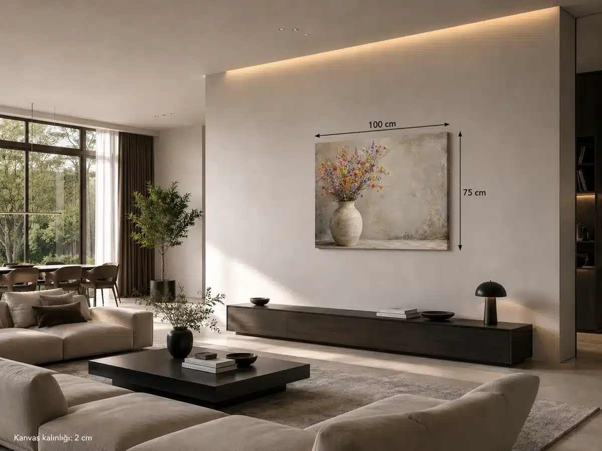 Landelijke Bloemen in Vaas Canvas Schilderij 100x75 cm - Afbeelding 3