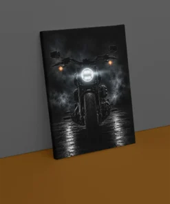 OSEFE 1081 canvas schilderij zwarte motorfiets frontview 75x100 cm a