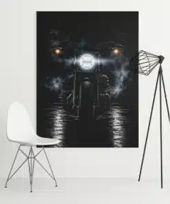 OSEFE 1081 canvas schilderij zwarte motorfiets frontview 75x100 cm c