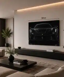 OSEFE 1082 canvas schilderij zwarte ferrari frontview 100x75 cm c