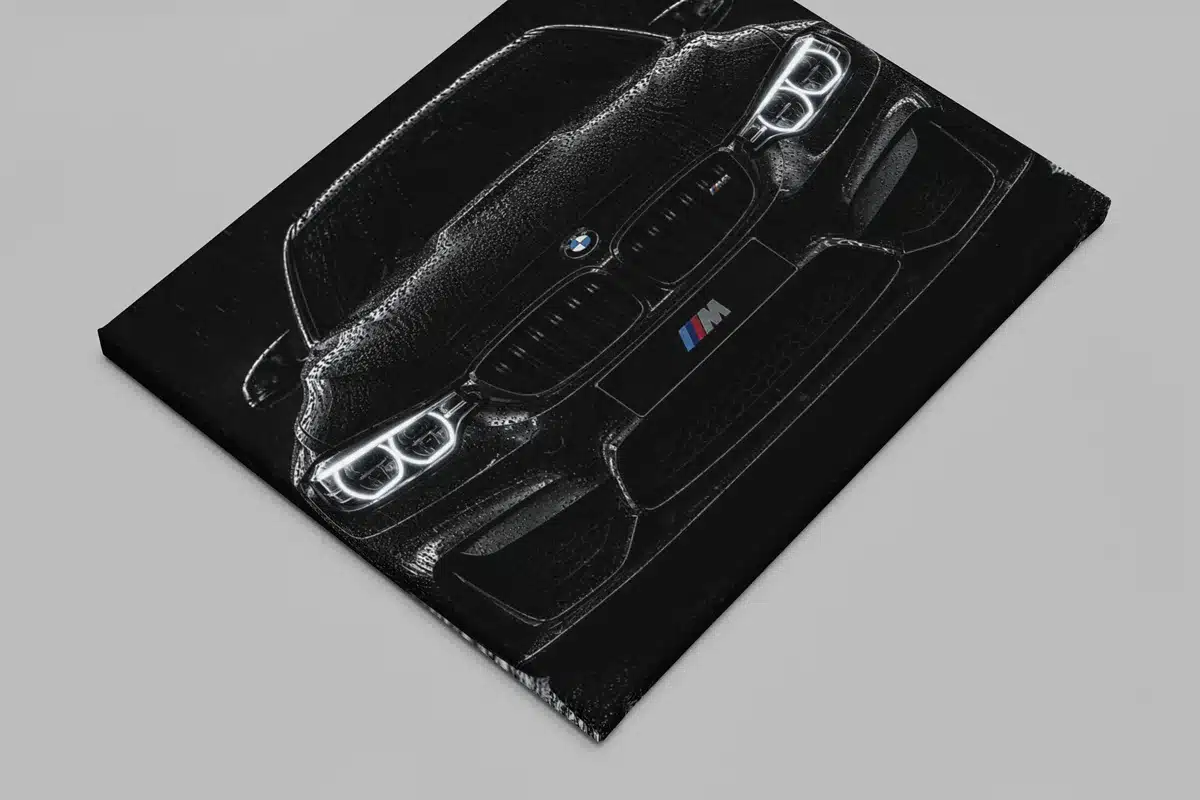 Zwarte BMW Canvas Schilderij 100x75 cm - Afbeelding 2