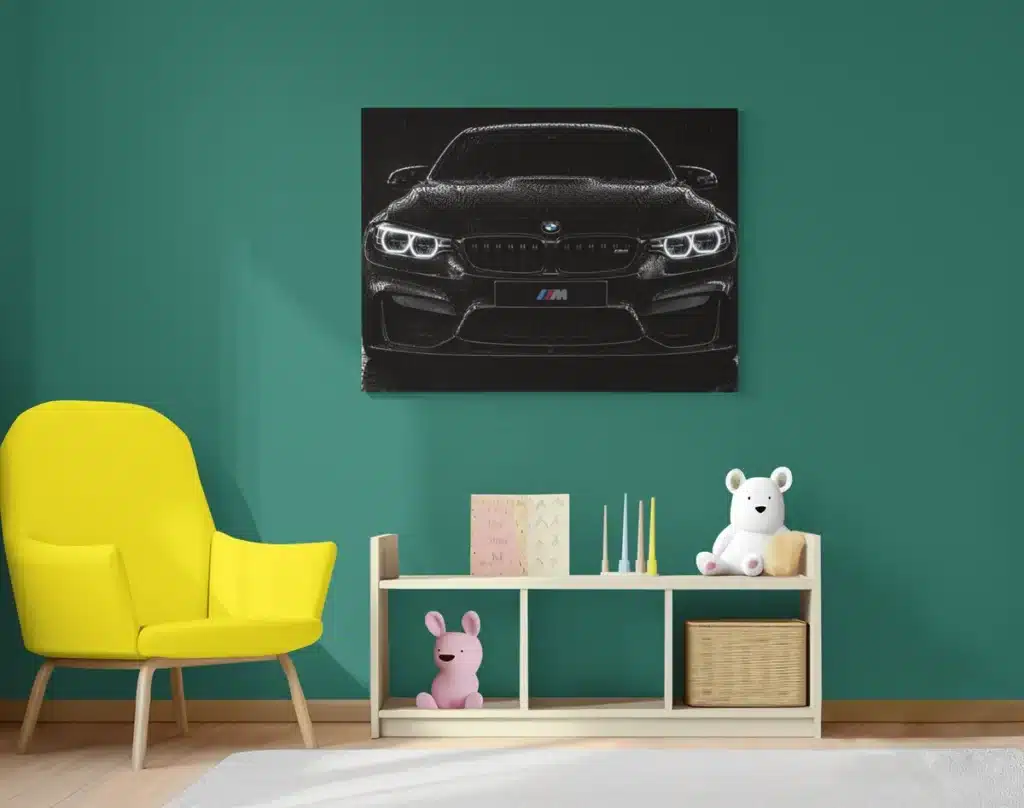 Zwarte BMW Canvas Schilderij 100x75 cm