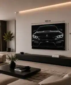 OSEFE 1083 canvas schilderij zwarte bmw m frontview 100x75 cm c
