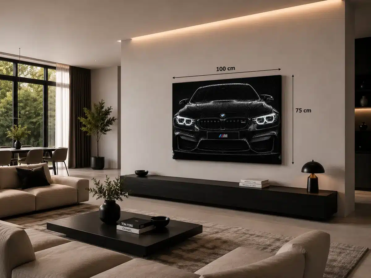 Zwarte BMW Canvas Schilderij 100x75 cm - Afbeelding 4