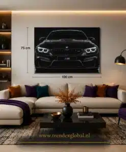OSEFE 1083 canvas schilderij zwarte bmw m frontview 100x75 cm d