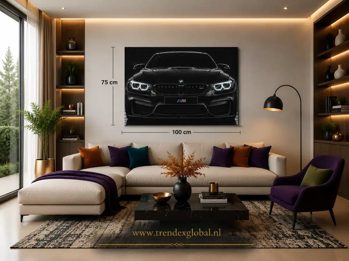 Zwarte BMW Canvas Schilderij 100x75 cm - Afbeelding 5