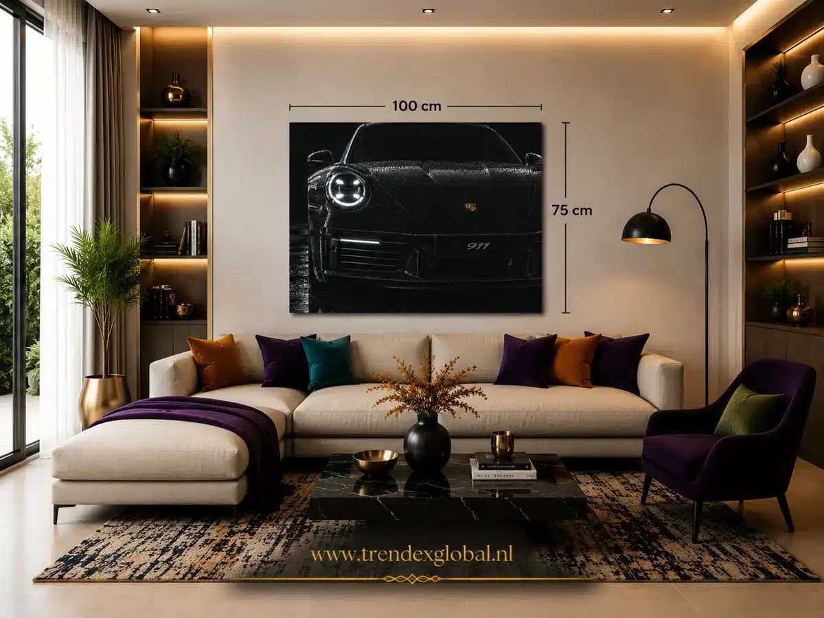 Porsche-911 Vooraanzicht Canvas Schilderij 100x75 cm - Afbeelding 5