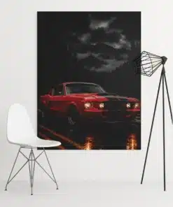 Rode Mustang Canvas Schilderij 75x100 cm