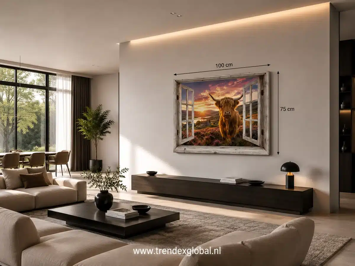 Schotse Hooglander Canvas Schilderij 100x75 cm - Afbeelding 4