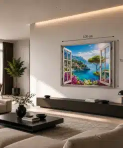 OSEFE 1098 canvas schilderij raam uitzicht amalfikust 100x75 cm c