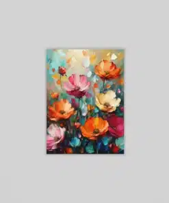 Kleurrijke Bloemen Canvas Schilderij 75x100 cm