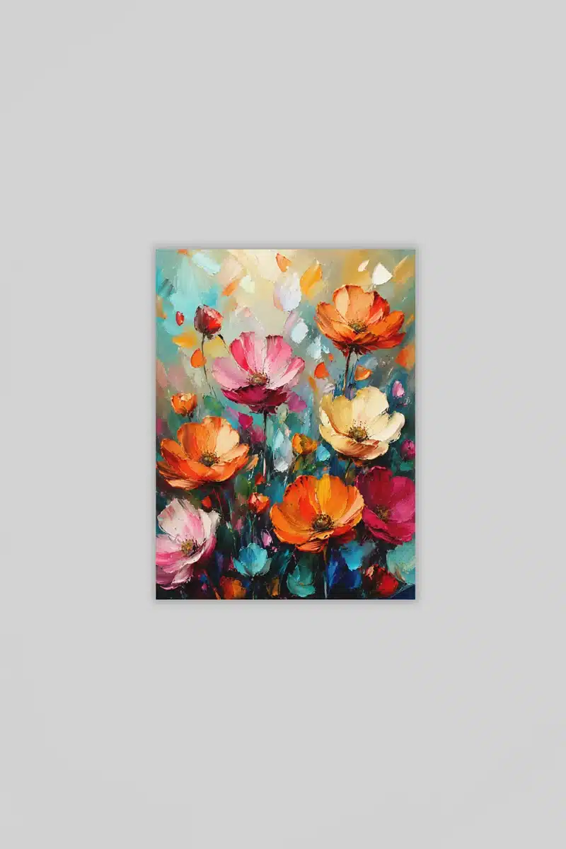 Kleurrijke Bloemen Canvas Schilderij 75x100 cm
