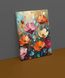 Alternative view of Kleurrijke Bloemen Canvas Schilderij 75x100 cm