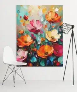 Kleurrijke Bloemen Canvas Schilderij 75x100 cm