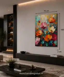OSEFE 1099 canvas schilderij kleurrijke bloemen 75x100 cm c