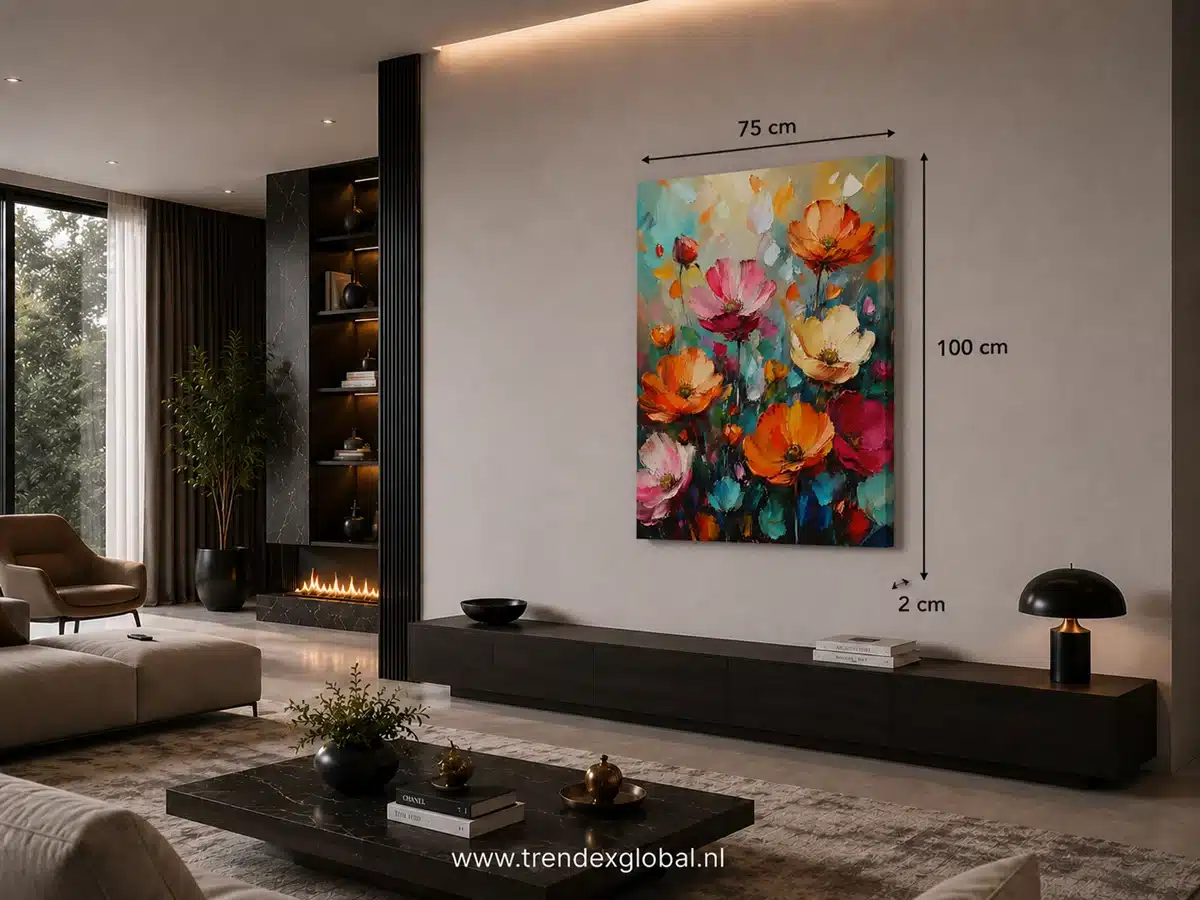 Kleurrijke Bloemen Canvas Schilderij 75x100 cm - Afbeelding 4