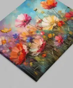 Alternative view of Kleurrijke Bloemenweide Canvas Schilderij 100x75 cm